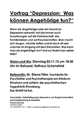 Flyer Vortrag Depression, was können Angehörige tun, 03.11.15, Rathaus Schenefeld (Symbolbild)