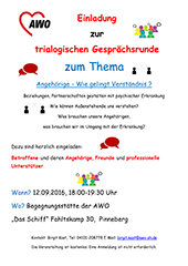 Infoflyer Trialogische Gesprächsrunde, 12.09.16, AWO-Begegnungstätte Pinneberg (Symbolbild)